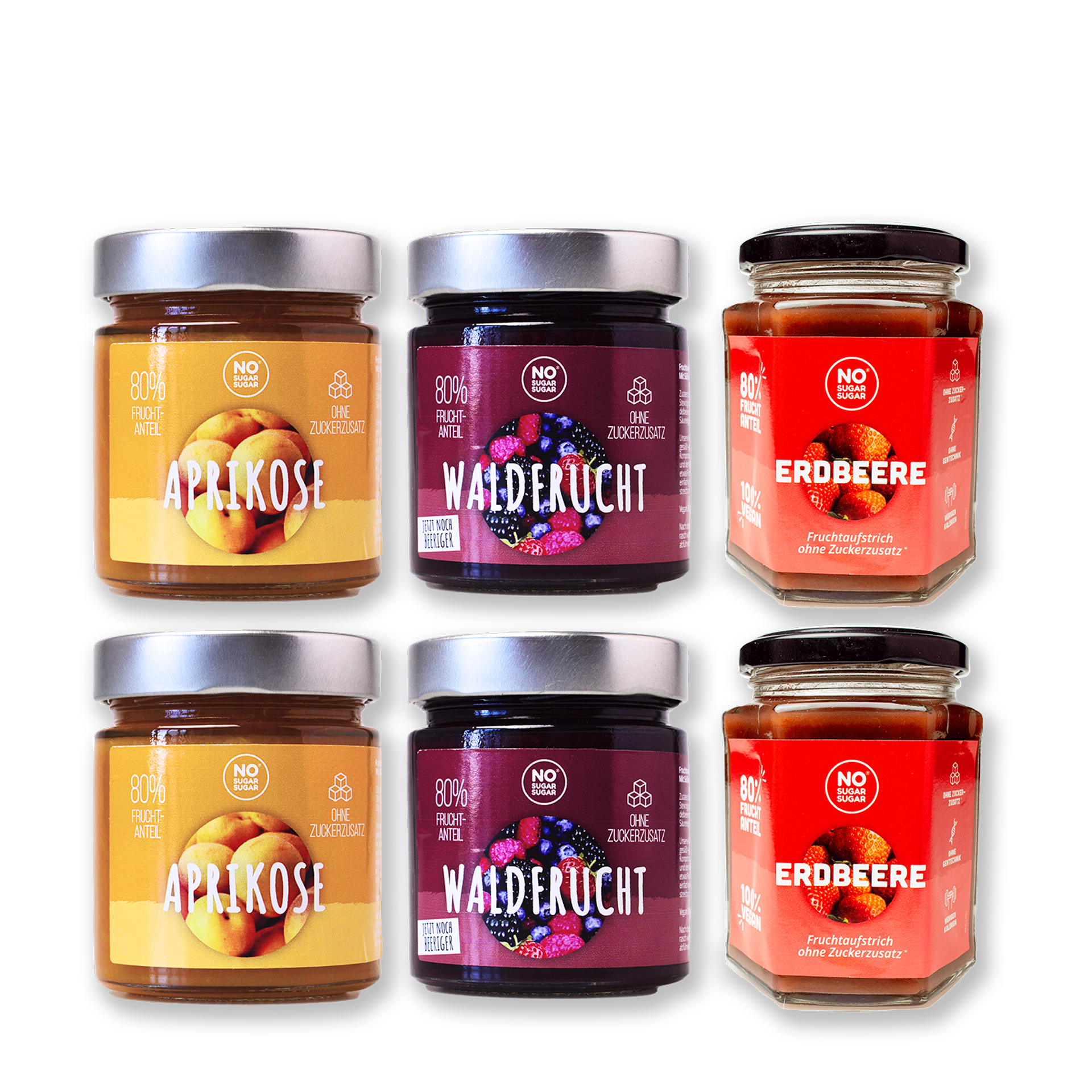 NO SUGAR SUGAR Fruchtaufstrich Probierset 6 Gläser