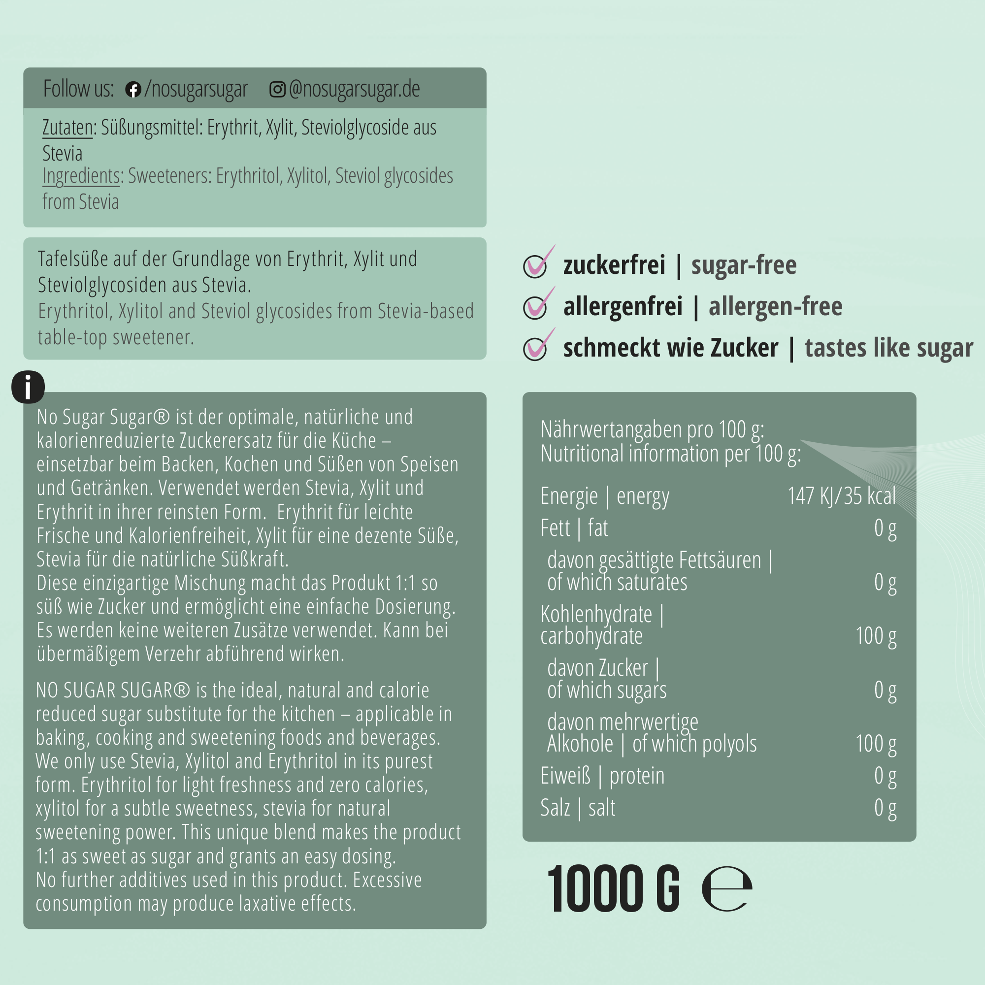 NO SUGAR SUGAR Complete Sweet 1kg