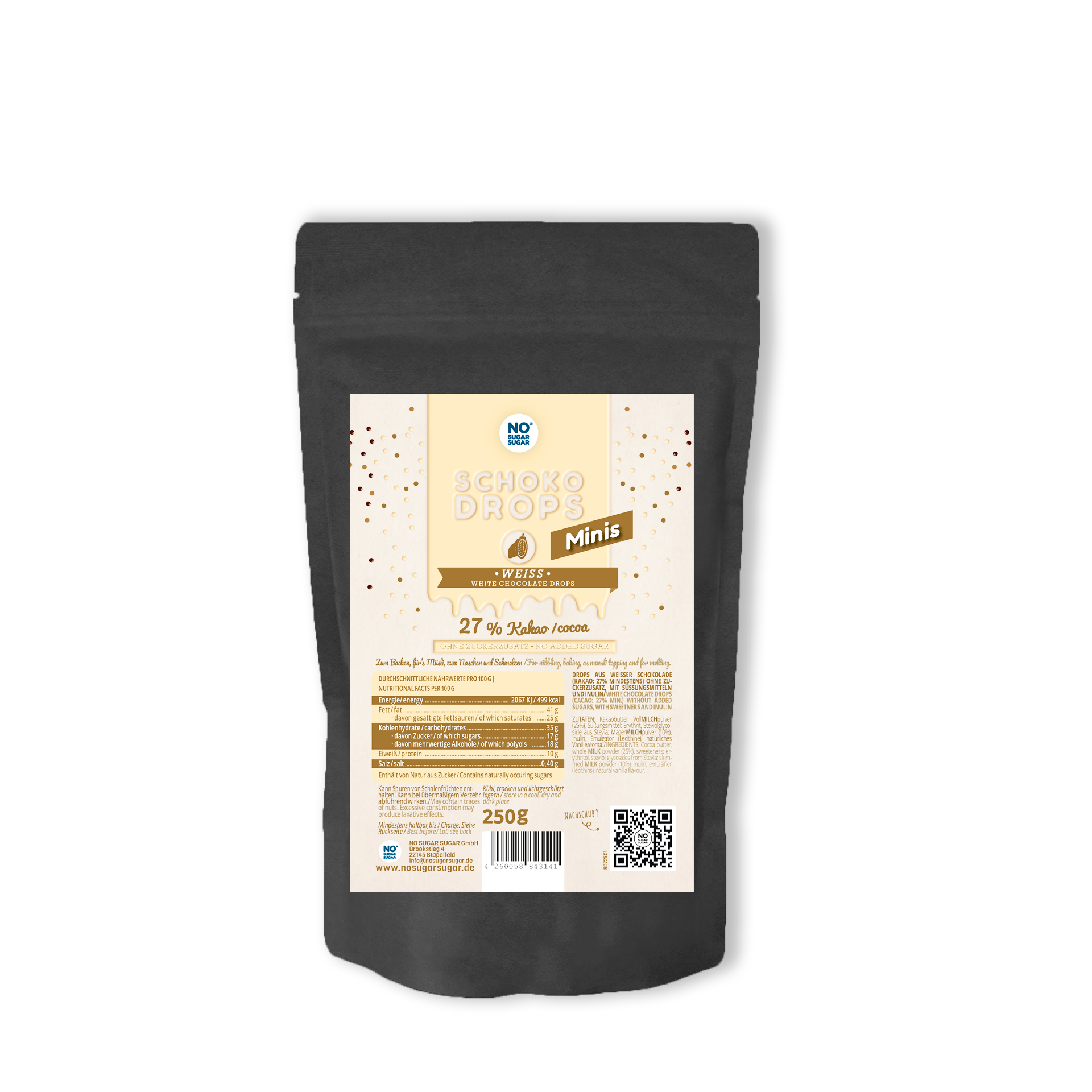 NO SUGAR SUGAR Schokodrops Minis Weiß 250g