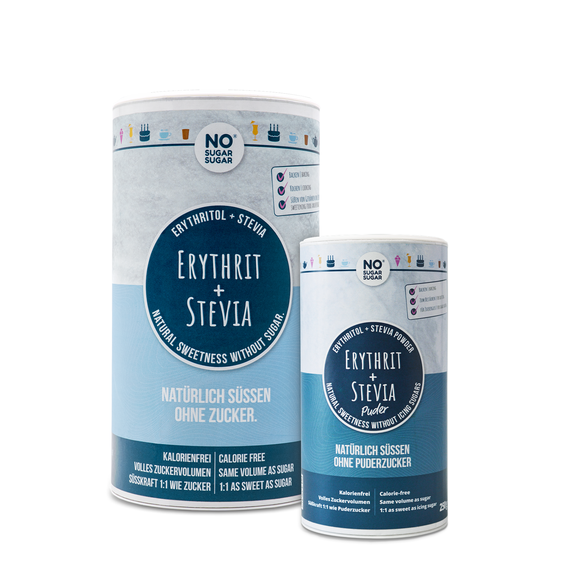 NO SUGAR SUGAR Sparset Erythrit+Stevia 1kg & Erythrit+Stevia Puder 250g