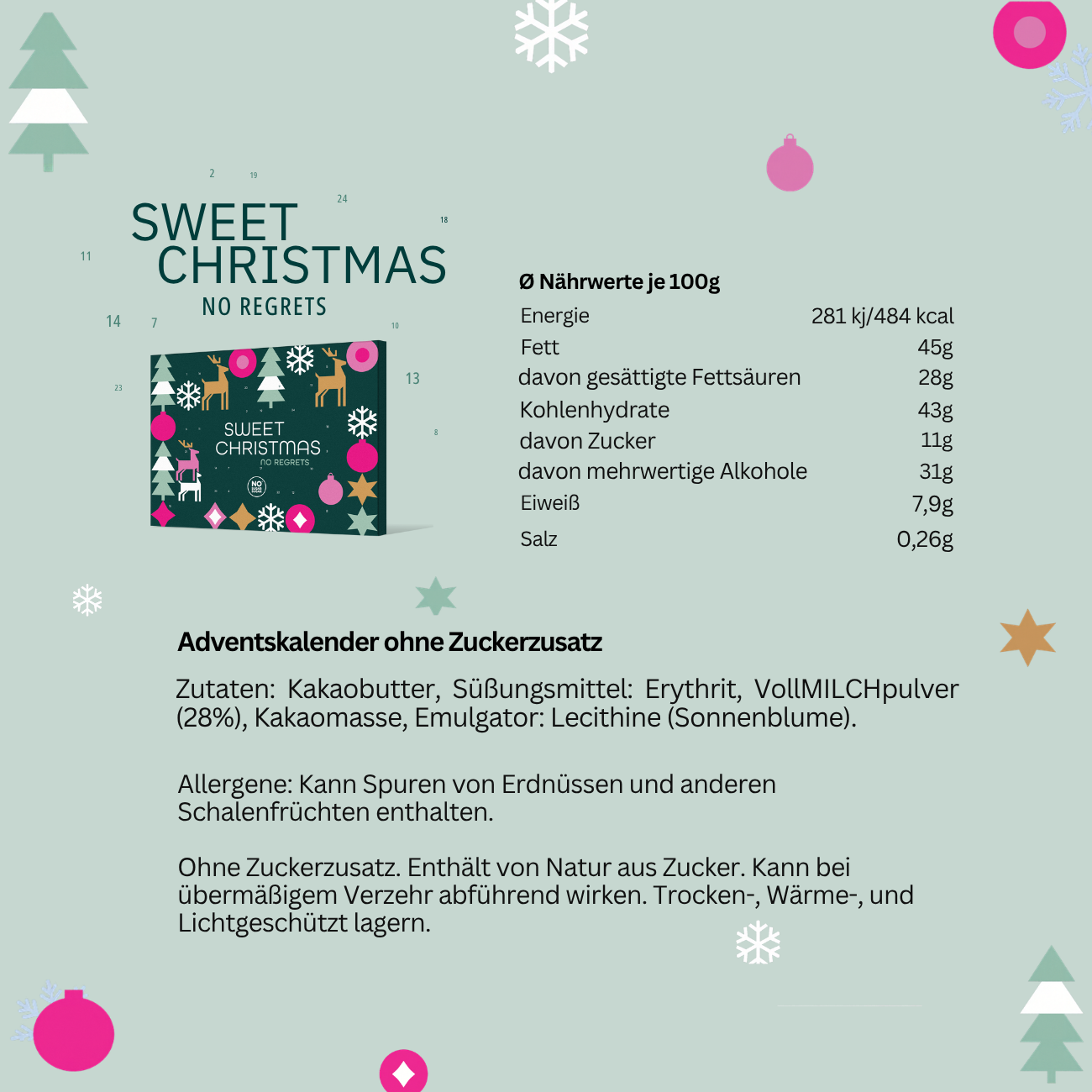 NO SUGAR SUGAR Adventskalender ohne Zuckerzusatz