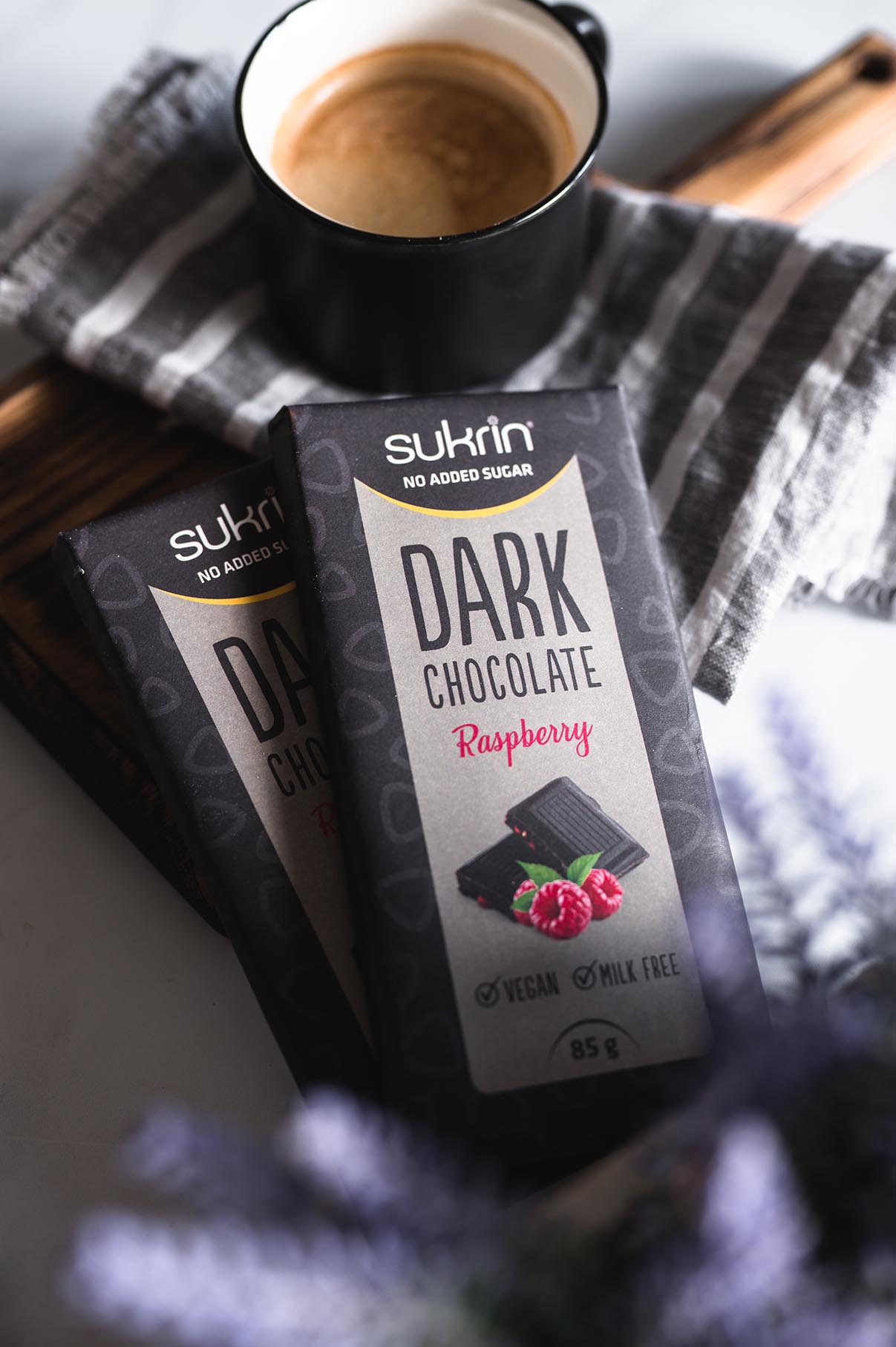 SUKRIN Schokolade Dunkel mit Himbeere 85g