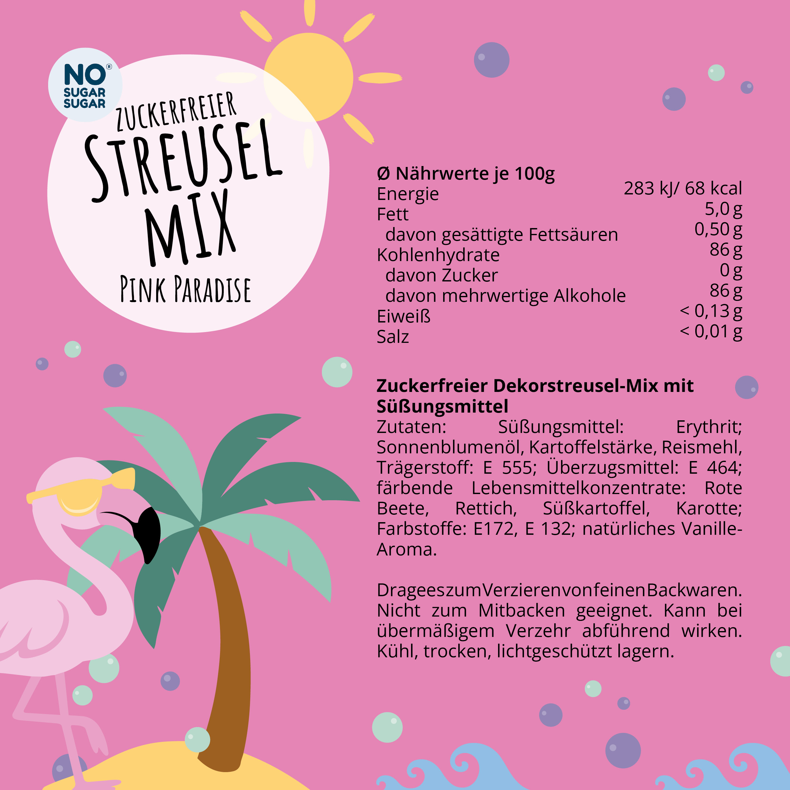 NO SUGAR SUGAR Streuselmix Pink Paradise 90g