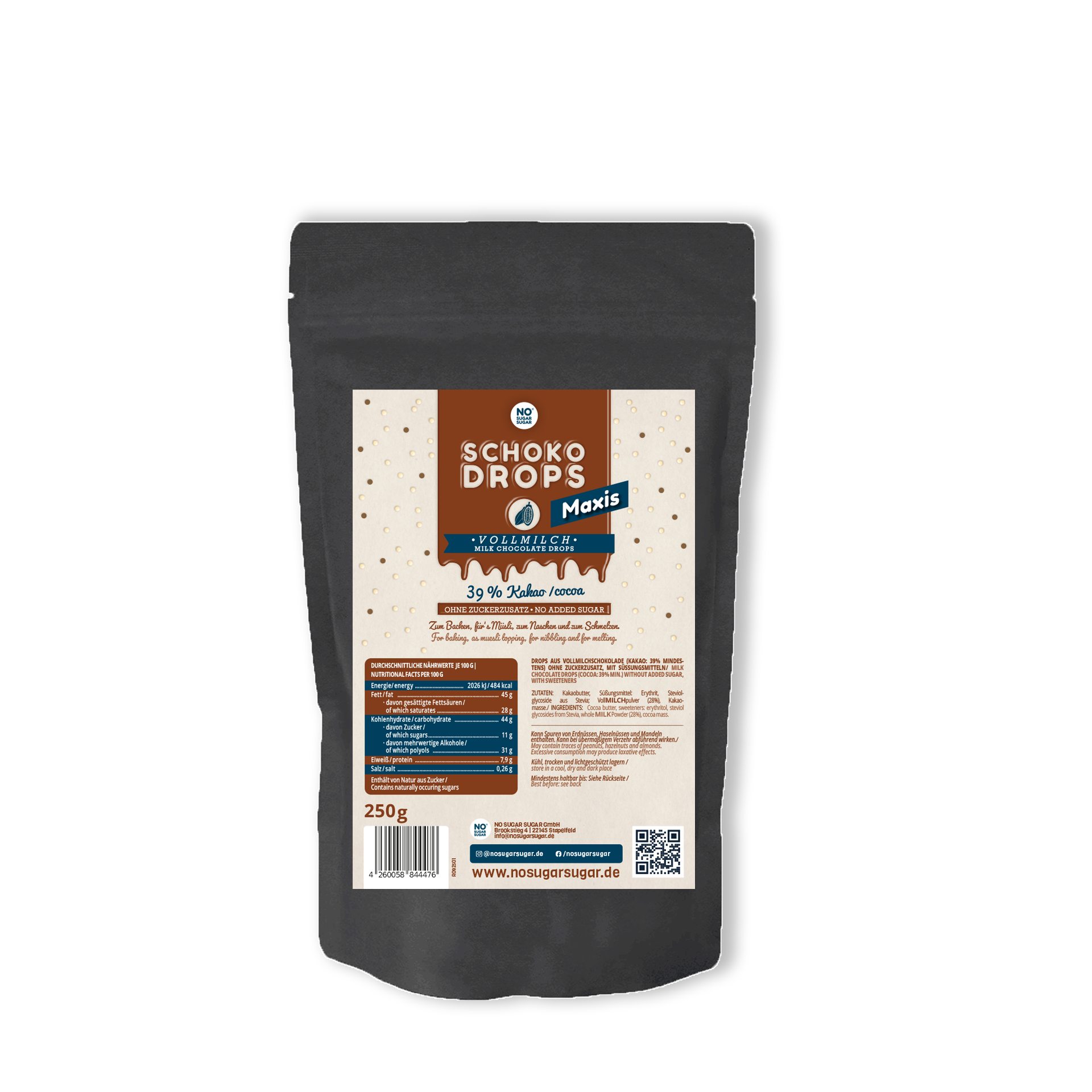 NO SUGAR SUGAR Schokodrops Maxi Vollmilch 250g