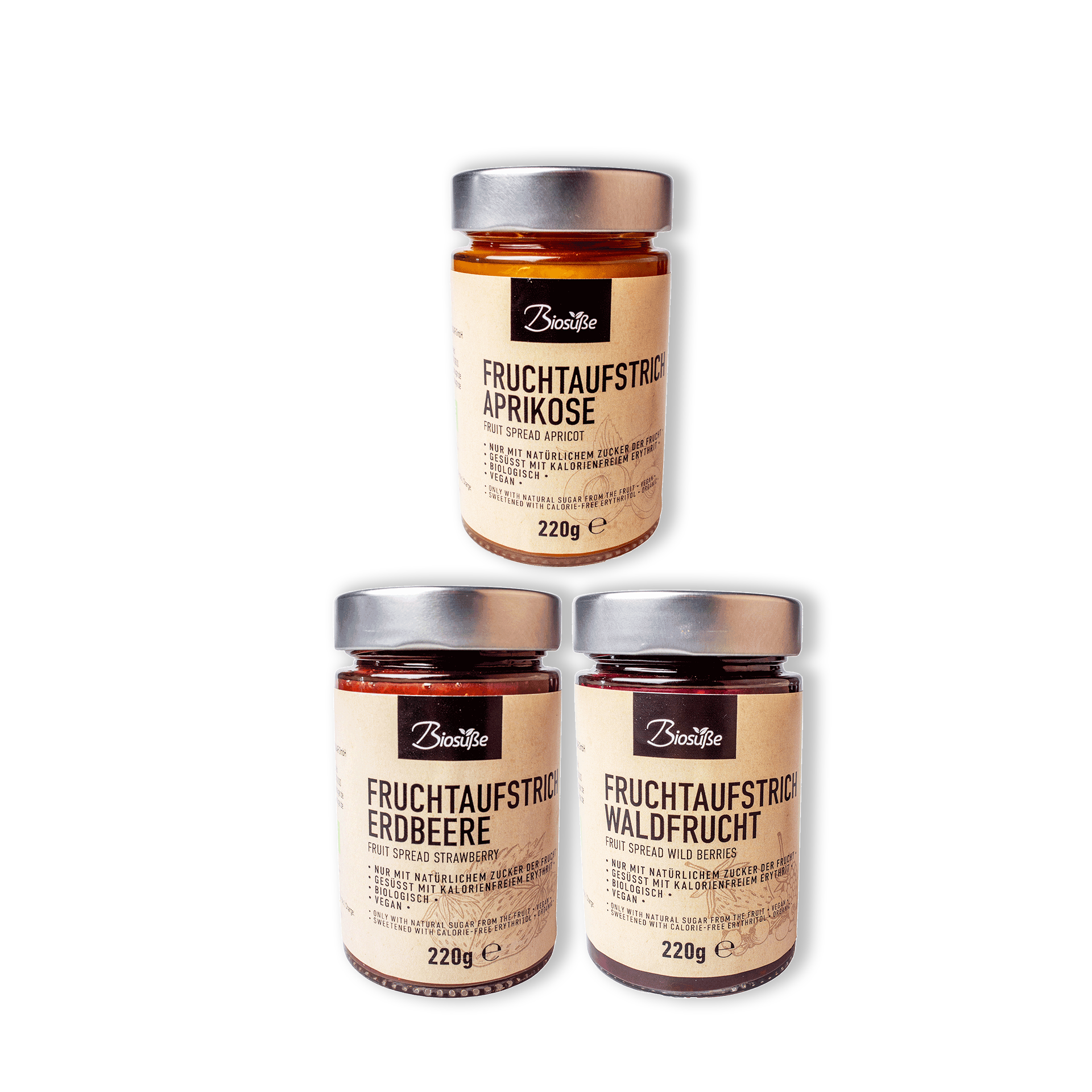 Biosüße Bio Fruchtaufstrich Probierset 3x220g