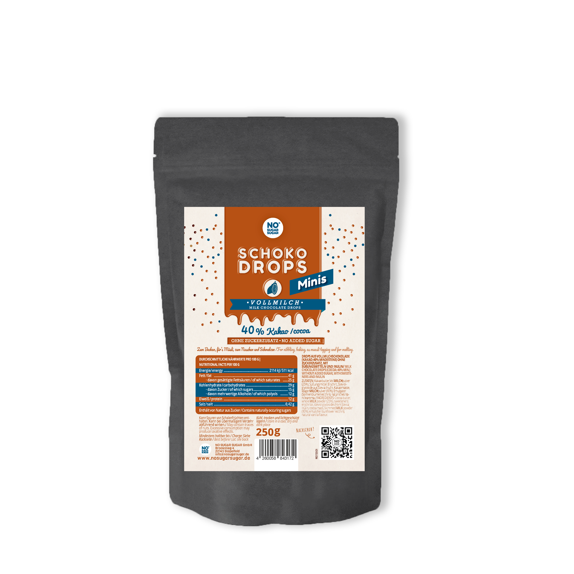 NO SUGAR SUGAR Schokodrops Minis Vollmilch 250g
