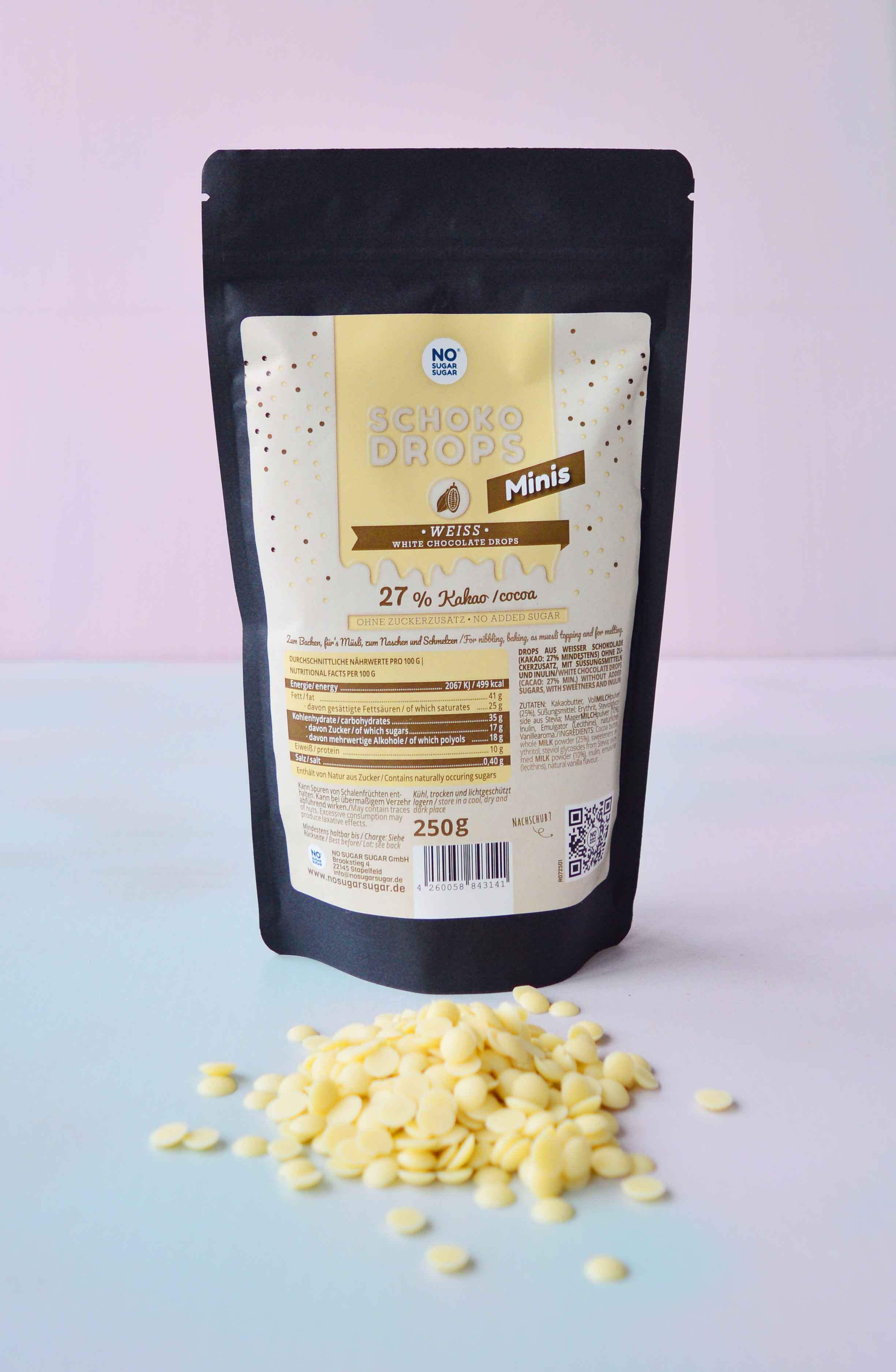 NO SUGAR SUGAR Schokodrops Minis Weiß 250g