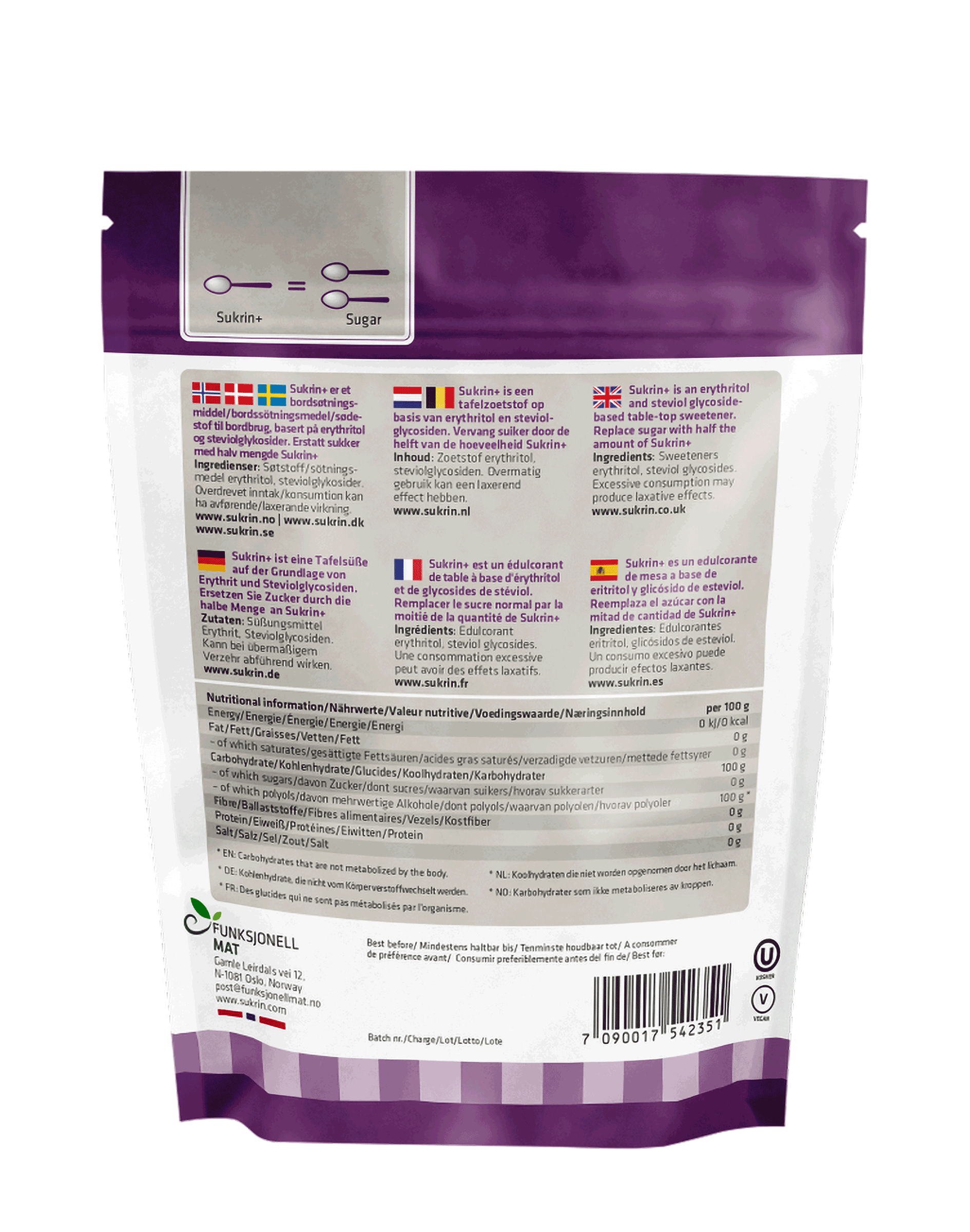 SUKRIN Plus Erythrit+Stevia 500g