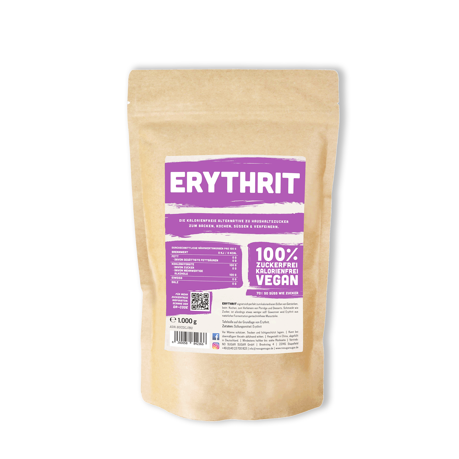 NO SUGAR SUGAR Erythrit 1kg Doypack