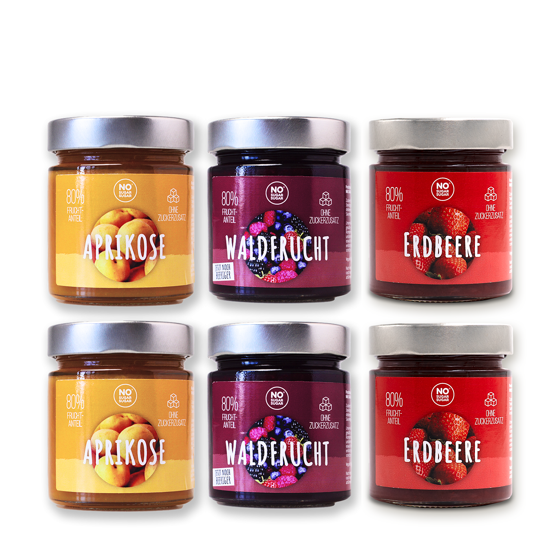 NO SUGAR SUGAR Fruchtaufstrich Probierset 6 Gläser