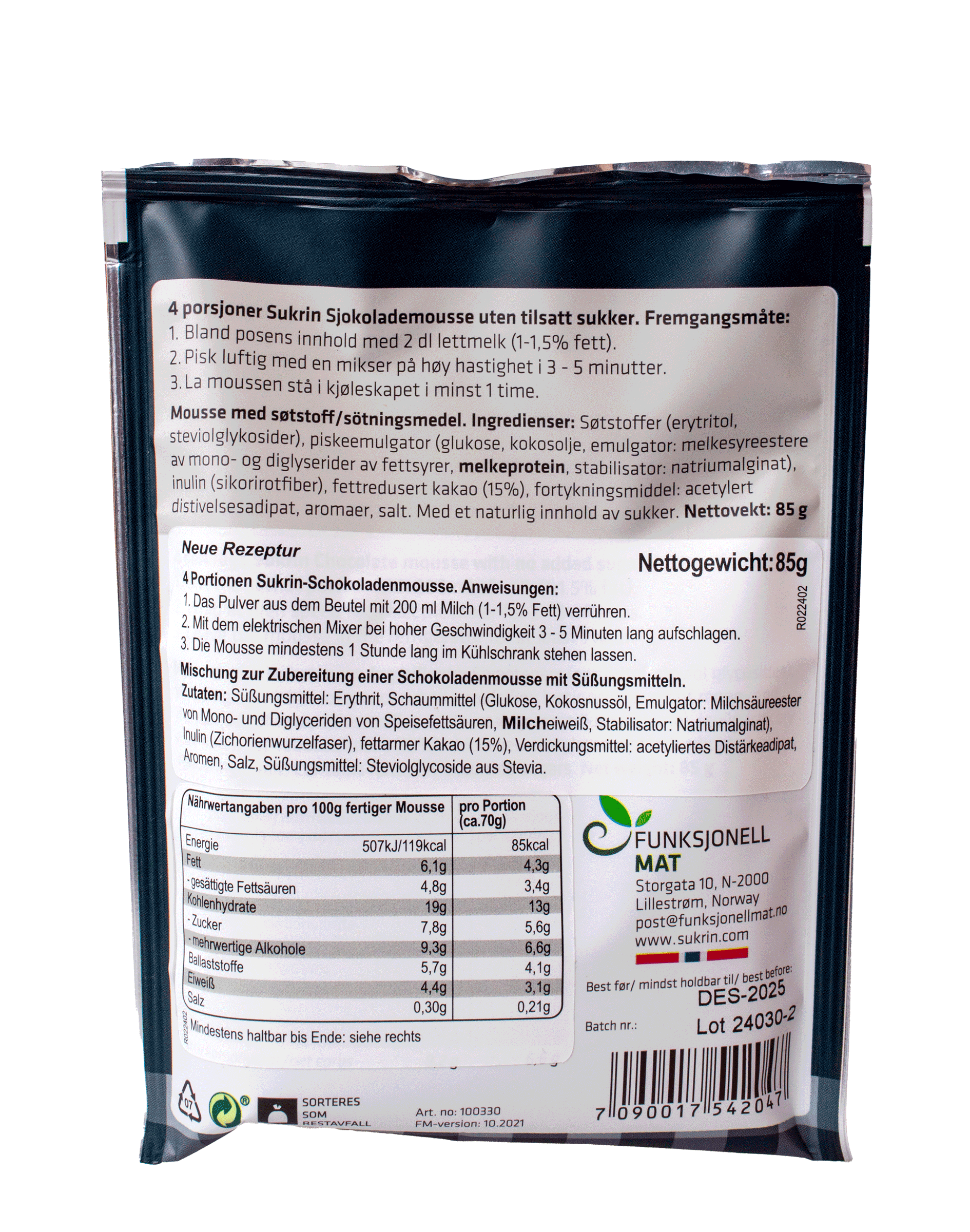 SUKRIN Chocolate Mousse 85g