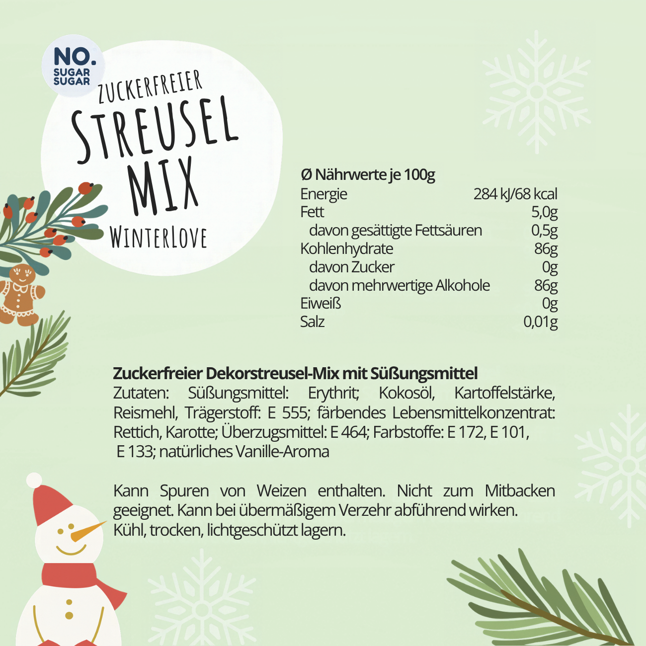 NO SUGAR SUGAR Streuselmix Winter Love 90g