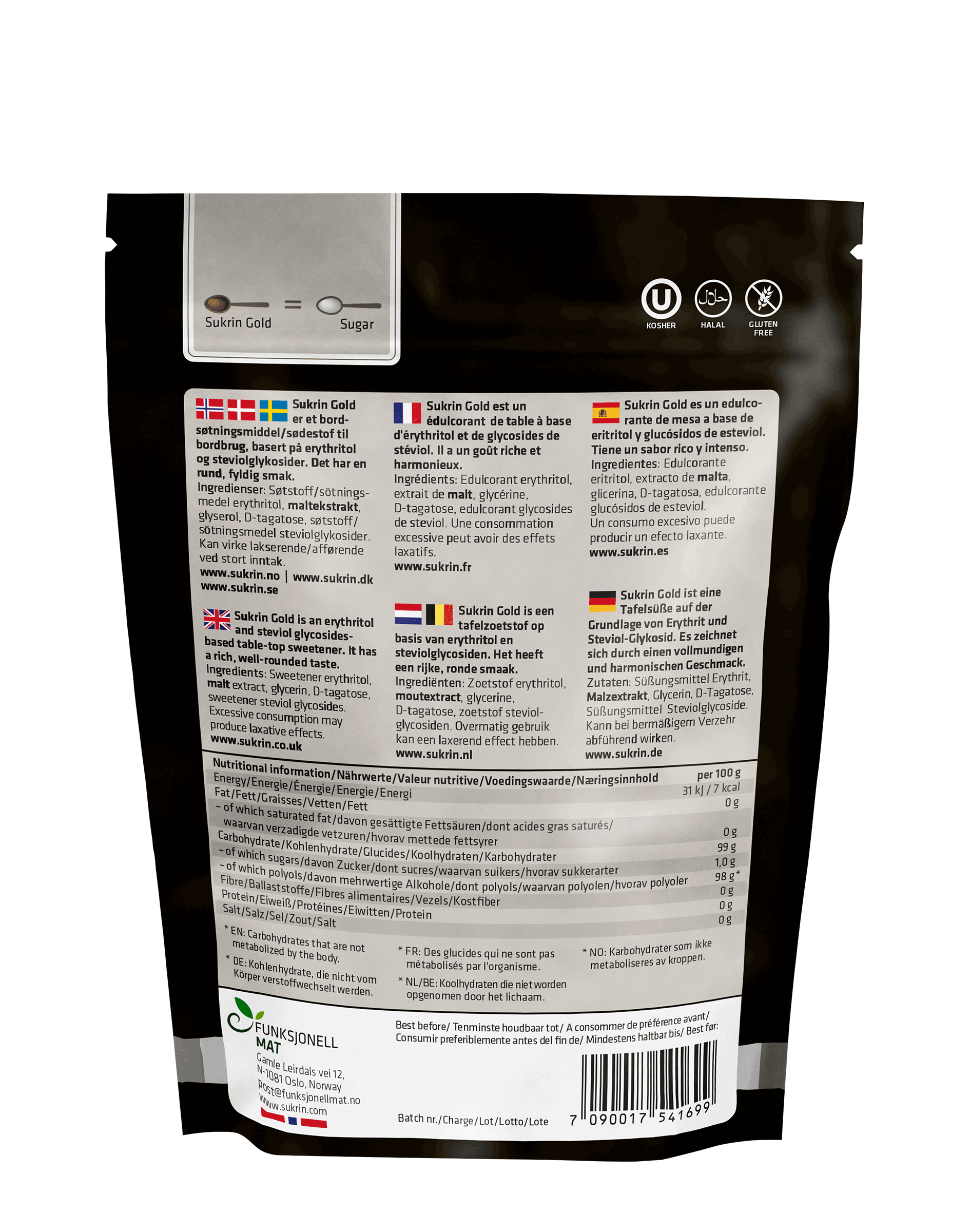 SUKRIN Erythrit+Stevia Gold 250g