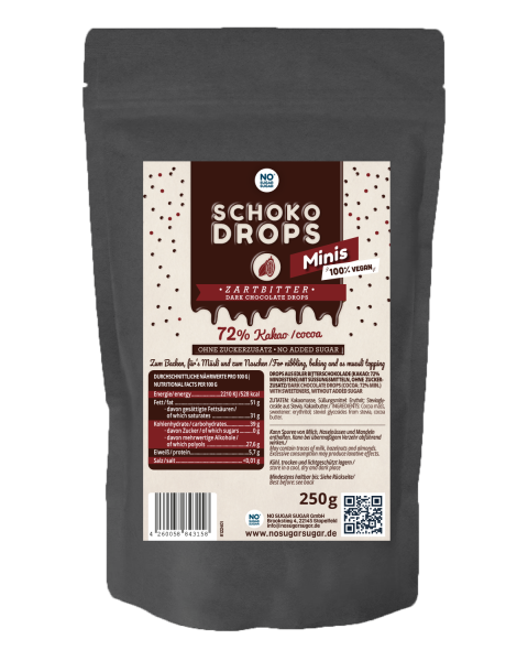 NO SUGAR SUGAR Schokodrops Minis Zartbitter, 250g