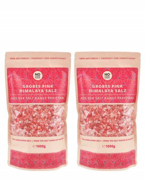 2 x Pink Himalayan Salt, coarse grain, 1 kg