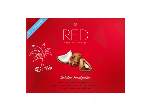 RED Pralinen aus Milchschokolade mit Kokosnusscremefüllung, 132g